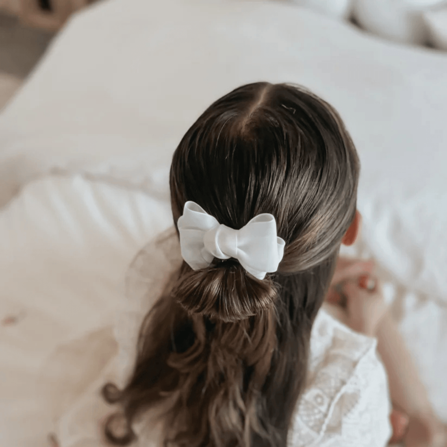 Kids Lace White Knot Bow Clip - Kidsxtra