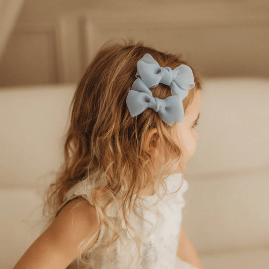 Kids Lace Sky Blue Knot Bow Clip - Kidsxtra