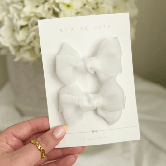 Kids Lace White Knot Bow Clip - Kidsxtra
