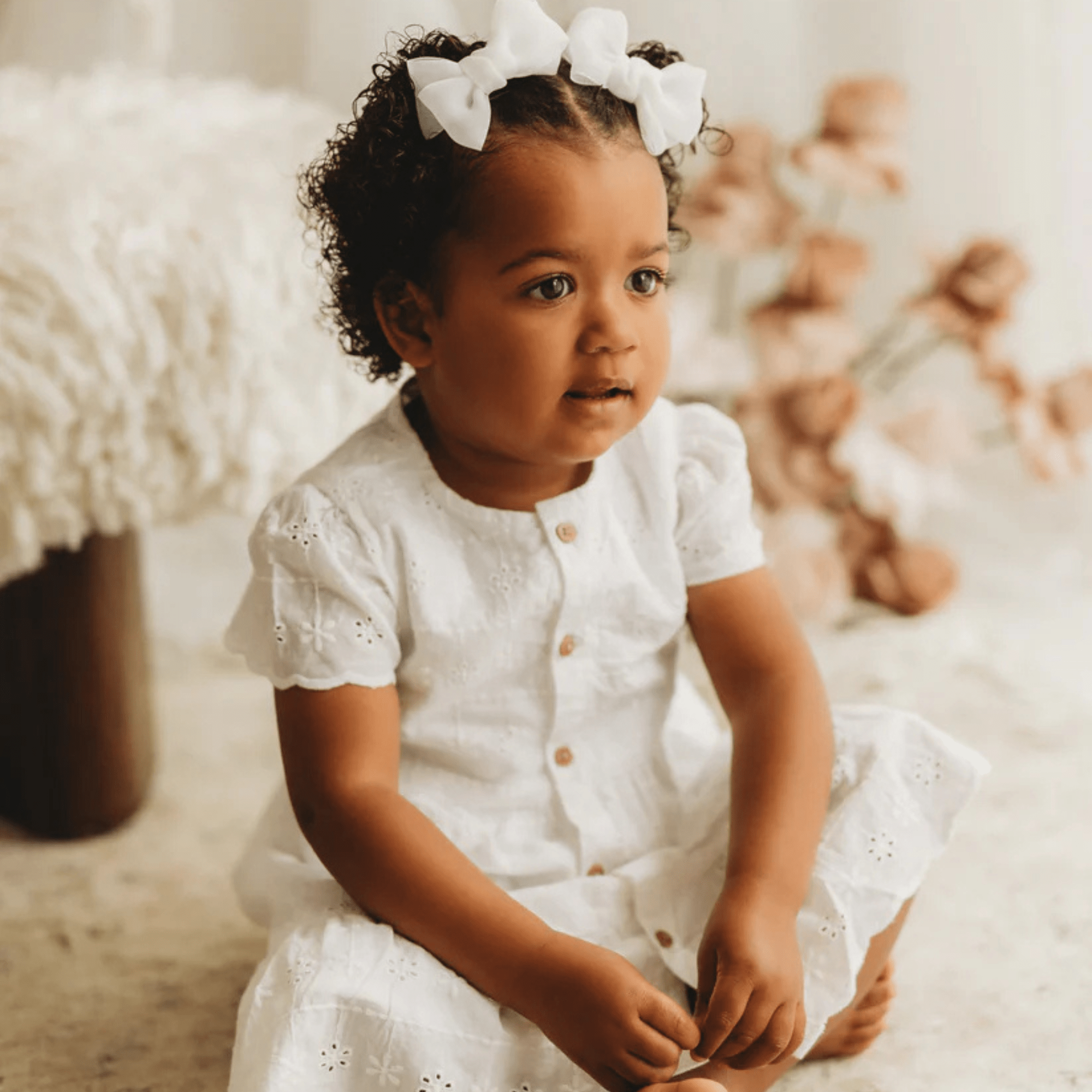 Kids Lace White Knot Bow Clip - Kidsxtra