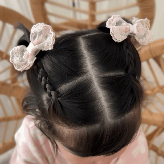 Kids Luxury Lace Pink Bow Clip - Kidsxtra